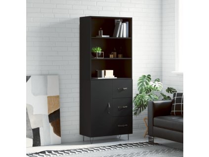 Skříň highboard černá 69,5 x 34 x 180 cm kompozitní dřevo