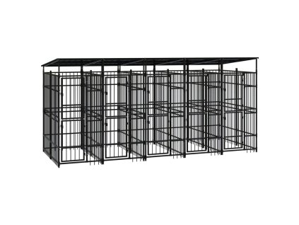 Venkovní psí kotec se střechou ocel 9,22 m²