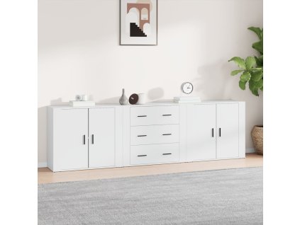 Příborníky 3 ks bílé kompozitní dřevo