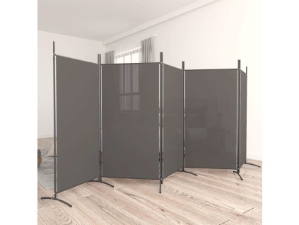 5dílný paraván antracitový 433x180 cm textil