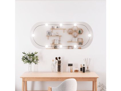 Nástěnné zrcadlo s LED osvětlením 40 x 90 cm sklo oválné