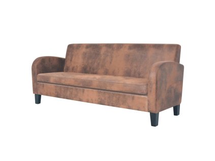 3místná sedačka s čalouněním z umělého semiše hnědá