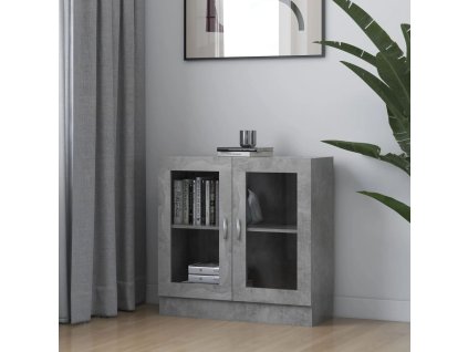 Prosklená skříň betonově šedá 82,5x30,5x80 cm kompozitní dřevo