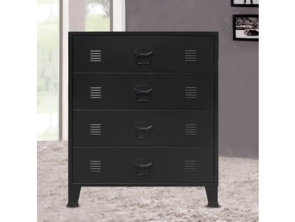 Skříň se zásuvkami kovová industriální styl 78x40x93 cm černá