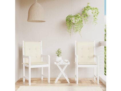 Podušky na židli nízké opěradlo 2 ks krémové 100x50x3 cm oxford