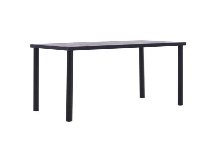 Jídelní stůl černý a betonově šedý 160 x 80 x 75 cm MDF