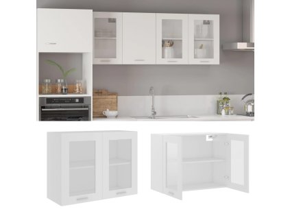 Závěsná skleněná skříňka "Lyon" bílá 80 x 31 x 60 cm, dřevěné