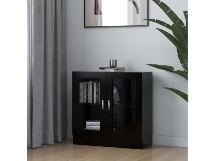 Prosklená skříň černá 82,5 x 30,5 x 80 cm kompozitní dřevo