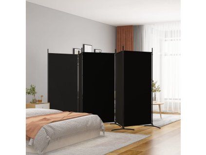 5dílný paraván černý 433x180 cm textil 350269