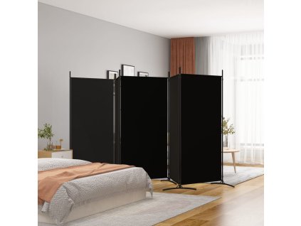 5dílný paraván černý 433x180 cm textil
