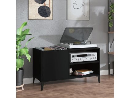 Skříňka na LP desky černá 84,5 x 38 x 48 cm kompozitní dřevo
