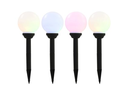Zahradní solární lampy 4 ks LED kulovité 15 cm RGB