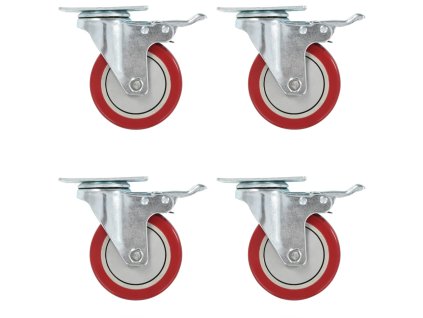 Otočná kolečka s dvojitou brzdou 4 ks 100 mm