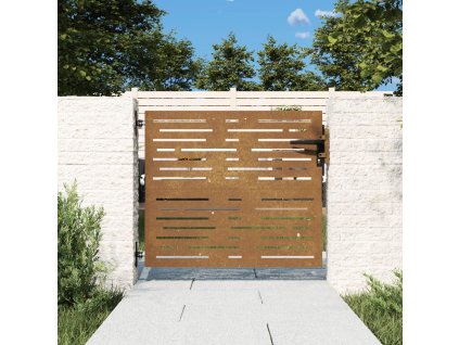 Zahradní branka 85 x 75 cm z corten oceli čtvercový design