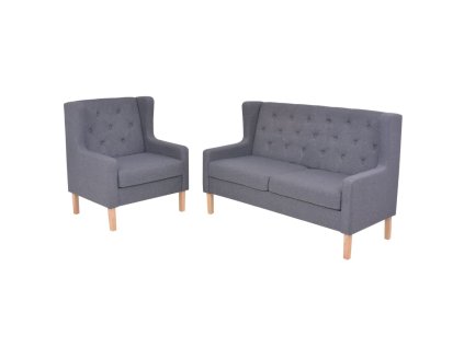 Sedací souprava 2 kusy textil šedá