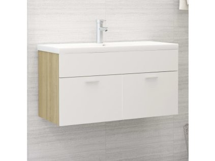 Skříňka pod umyvadlo bílá dub sonoma 90x38,5x46 cm