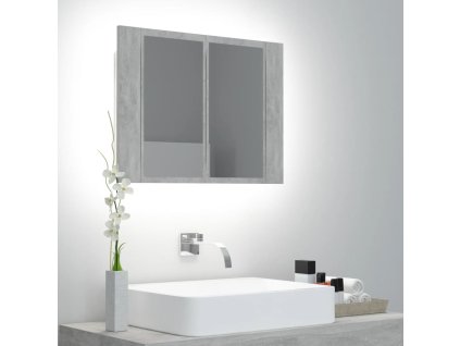 LED koupelnová skříňka se zrcadlem betonově šedá 60x12x45 cm