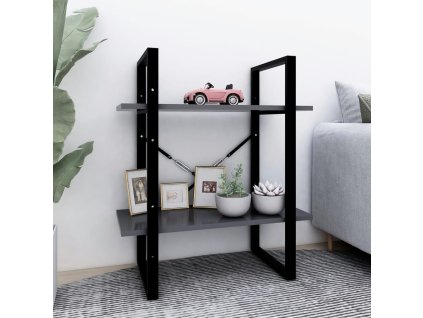 Knihovna se 2 policemi šedá 60 x 30 x 70 cm kompozitní dřevo