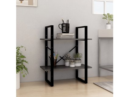 Knihovna se 2 policemi šedá 60 x 30 x 70 cm masivní borovice