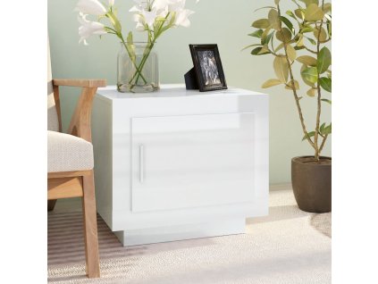 Konferenční stolek lesklý bílý 51 x 50 x 45 cm kompozitní dřevo