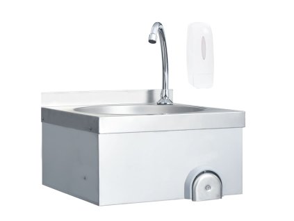 Dřez na mytí rukou s baterií a dávkovačem mýdla nerezová ocel