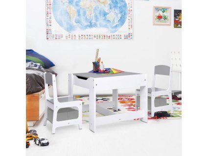 Dětský stůl se 2 židlemi bílý MDF 80283