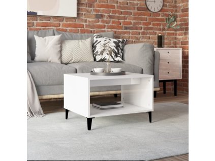 Konferenční stolek lesklý bílý 60x50x40 cm kompozitní dřevo