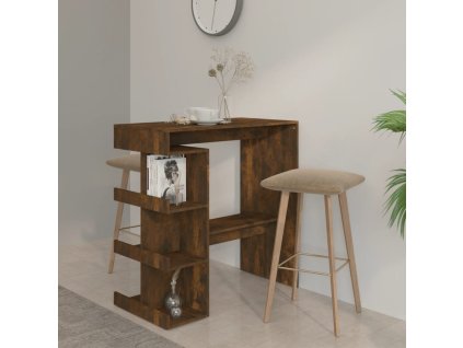 Barový stůl s úložným regálem kouřový dub 100 x 50 x 101,5 cm