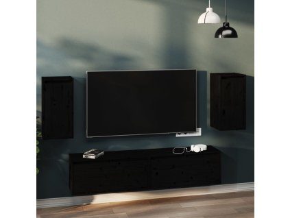 Nástěnné skříňky 2 ks černé 30 x 30 x 60 cm masivní borovice