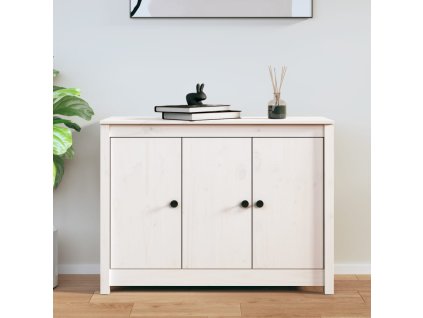 Příborník bílý 100 x 35 x 74 cm masivní borové dřevo