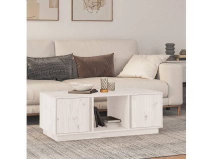 Konferenční stolek bílý 110x50x40 cm masivní borové dřevo