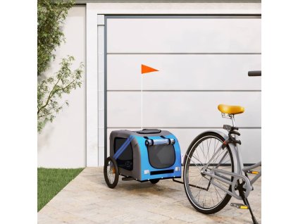 Vozík za kolo pro psa modrý a šedý oxfordská tkanina a železo