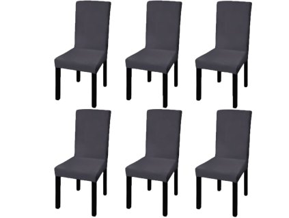 Hladké strečové potahy na židle 6 ks antracitové
