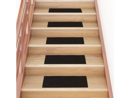 Schodové rohože samolepicí 15 ks 60 x 25 cm tmavě hnědé obdélníkové