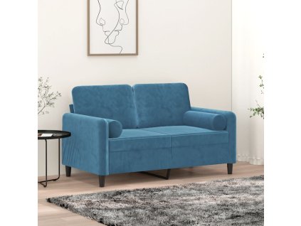 Dekorační polštáře 2 ks modré Ø 15 x 50 cm samet