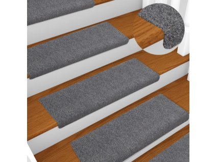 Schodové rohože samolepicí 15 ks 65 x 21 x 4 cm světle šedé s obdélníkovým okrajem