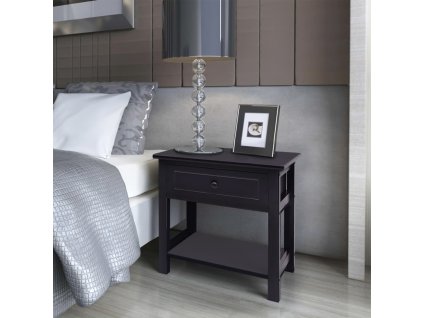 Noční stolek dřevěný černý