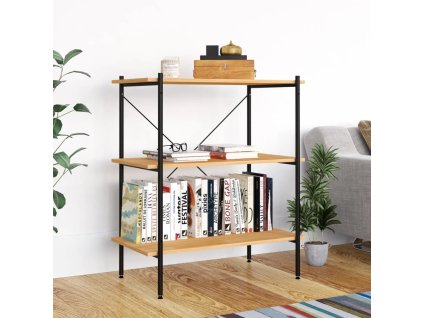 3patrový regálový díl černý a dubový 80 x 40 x 92 cm