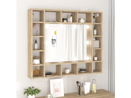 Zrcadlová skříňka s LED dub sonoma 91 x 15 x 76,5 cm