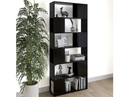 Knihovna / dělicí stěna černá 80 x 24 x 186 cm kompozitní dřevo