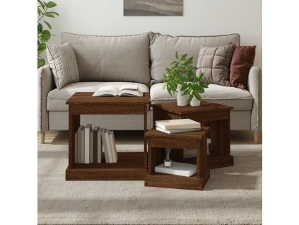 Konferenční stolky 3 ks hnědý dub kompozitní dřevo