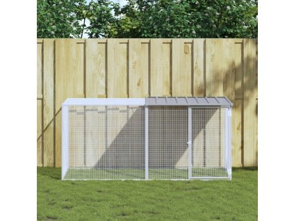 Klec pro kuřata se střechou světle šedá 203 x 98 x 90 cm ocel