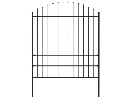 Zahradní plot s kopím nahoře ocelový 181 x 200 cm černý