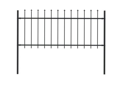 Zahradní plot s kopím nahoře ocelový 181 x 80 cm černý
