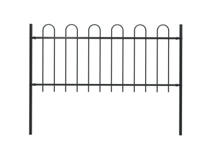 Zahradní plot s obloukem nahoře ocelový 181 x 100 cm černý