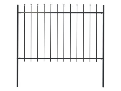 Zahradní plot s kopím nahoře ocelový 181 x 120 cm černý