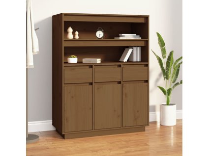 Skříň highboard medově hnědá 89x40x116,5 cm masivní borovice