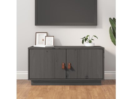 TV skříňka šedá 80 x 34 x 40 cm masivní borové dřevo