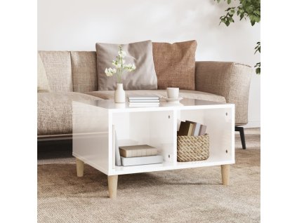 Konferenční stolek bílý s leskem 60x50x36,5 cm kompozitní dřevo