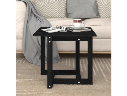 Konferenční stolek černý 50 x 50 x 45 cm masivní borové dřevo